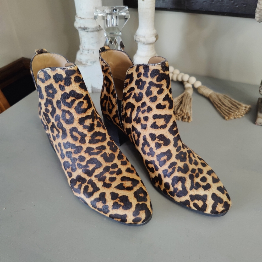 Franco Sarto Reeve 2 Camel Hair Leopard Boot - Size 8